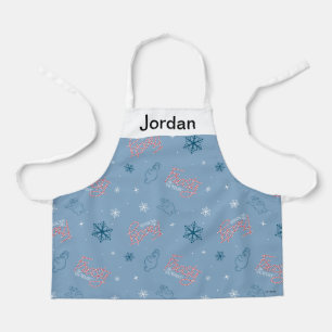 Tablier Frosty Snowman Blue Snowflake Motif