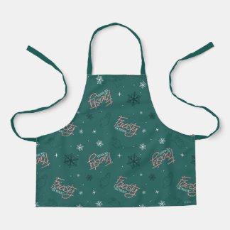 Tablier Frosty Snowman Green Snowflake Motif