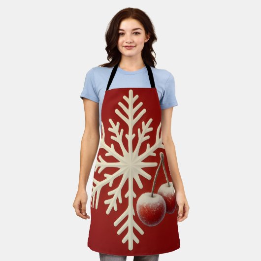 Tablier Frozen Cherry Snowflake – Winter Magic Design (Porté)