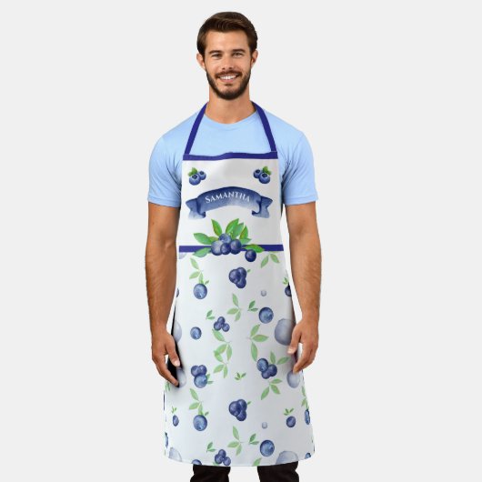 Tablier Fruit bleuté mignon Conception Nom personnalisé (Porté)