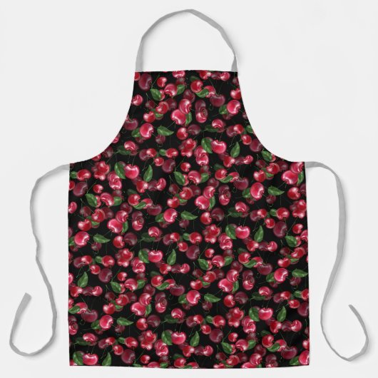 Tablier Fruit cerise sur noir (Recto)