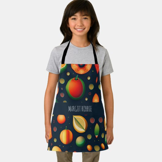 Tablier Fruits de l'espace Motif isométrique vert rouge (Insitu)