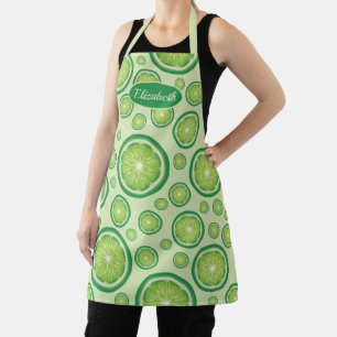Tablier Fruits de Lime Vert Motif Avec Nom Personnalisé