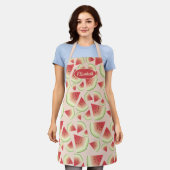 Tablier Fruits de pastèque Motif avec nom personnalisé (Porté)
