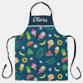 Tablier Fruits d'été tropicaux et crème glacée Personnalis (Recto)