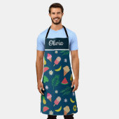 Tablier Fruits d'été tropicaux et crème glacée Personnalis (Porté)