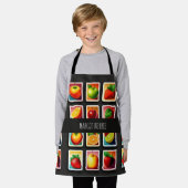 Tablier Fruits en boîte carrée Motif vert rouge (Porté)