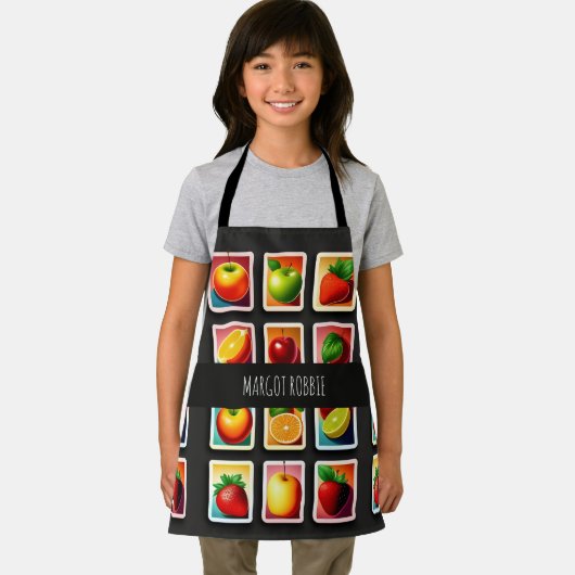 Tablier Fruits en boîte carrée Motif vert rouge (Insitu)