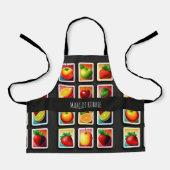 Tablier Fruits en boîte carrée Motif vert rouge (Recto)