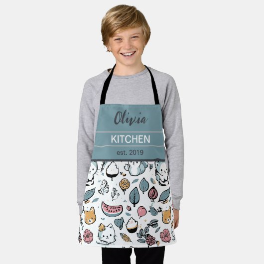 Tablier Fruits et chats (Porté)