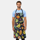 Tablier Fruits tropicaux : Aquarelle Motif Multifruit. (Porté)