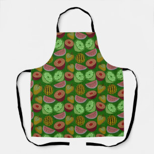 Tablier Fruits tropicaux motifs et vert arrière - plan
