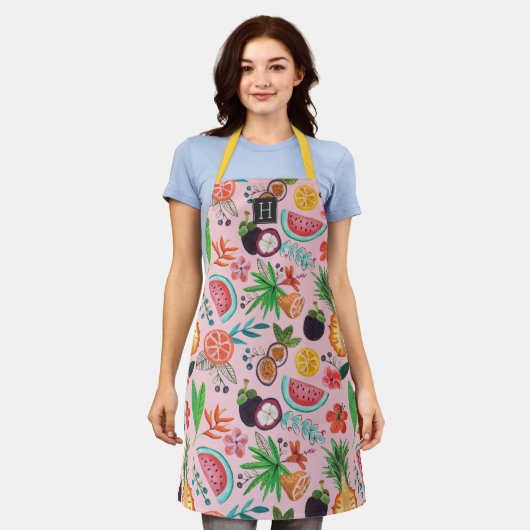 Tablier Fruits tropicaux orange été Tout-en-plan Imprimer (Porté)