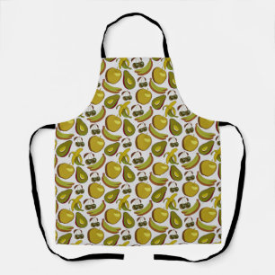 Tablier Fruits tropicaux sans couture motif jaune et blanc