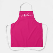 Tablier Fuchsia Pink Chic Elegant Nom du script (Recto)