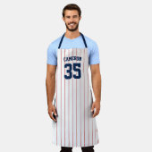 Tablier Fully Editable Colors Baseball Jersey Stripes Name (Porté)