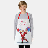 Tablier Fun Bodybuilder Père Noël avec cadeaux de Noël (Porté)