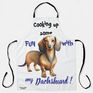 Tablier Fun Browns and Blues Cuisine Dachshund