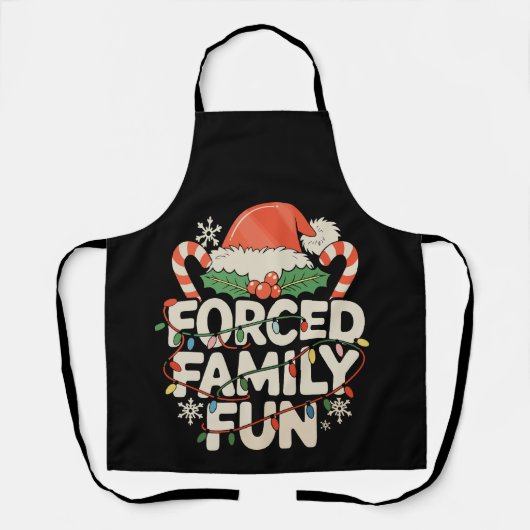 Tablier Fun de Noël Fun de la famille forcée Noël Fête de (Recto)