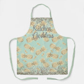 Tablier Fun Glittery Golden Pineappen Kitchen Goddess (Recto)