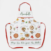 Tablier Fun Italian Food Lover Kitchen Script Mangia Bene (Recto)