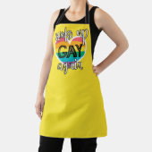 Tablier Fun LGBTQ Pride auto-ironique rainbow flag jaune (Insitu)