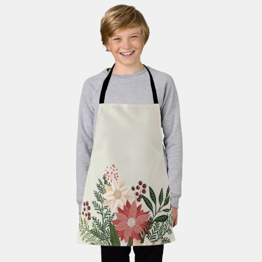 Tablier Fun moderne Festif Noël Poinsettia Fête (Porté)