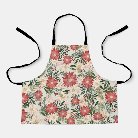 Tablier Fun moderne Festif Noël Poinsettia Fête (Recto)