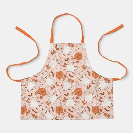 Tablier Fun Retro Ghost & Jack-O-Lantern Motif (Recto)