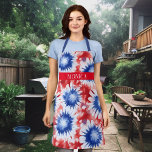 Tablier Fun Tie Dye Motif Monogramme rouge blanc bleu<br><div class="desc">Cette conception peut être personnalisée en choisissant l'option personnaliser pour ajouter du texte ou apporter d'autres modifications. Si ce produit a la possibilité de transférer la conception à un autre article, s'il vous plaît assurez-vous d'ajuster la conception pour s'adapter si nécessaire. Contactez-moi à colorflowcreations@gmail.com si vous souhaitez avoir cette conception...</div>