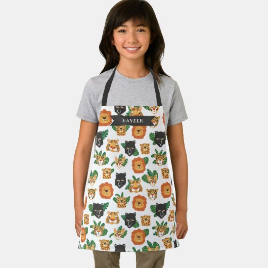 Tablier Fun Wild Big Cats Motif Ajouter un nom (Insitu)