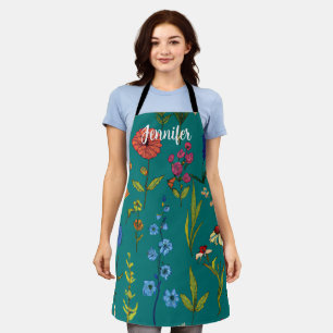 Tablier Fun Wild Flowers avec nom modifiable