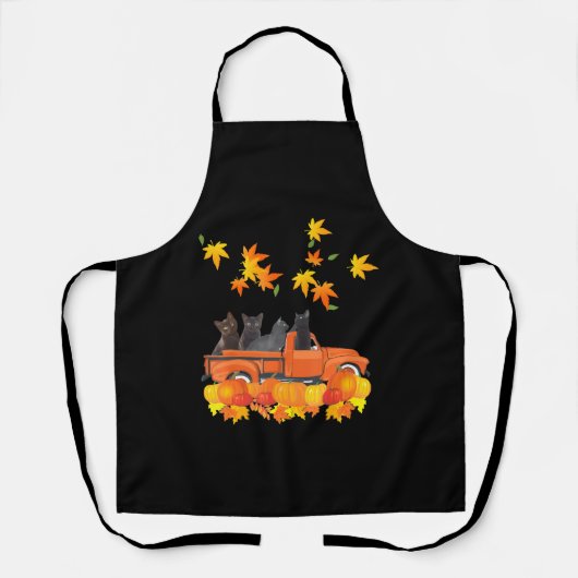 Tablier Funky Black Cats Camion Automne Citrouille Maple L (Recto)