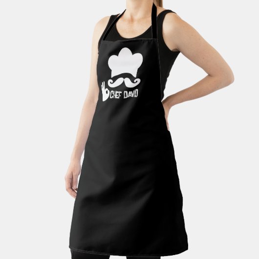 Tablier Funky Black Mustache Custom (Insitu)