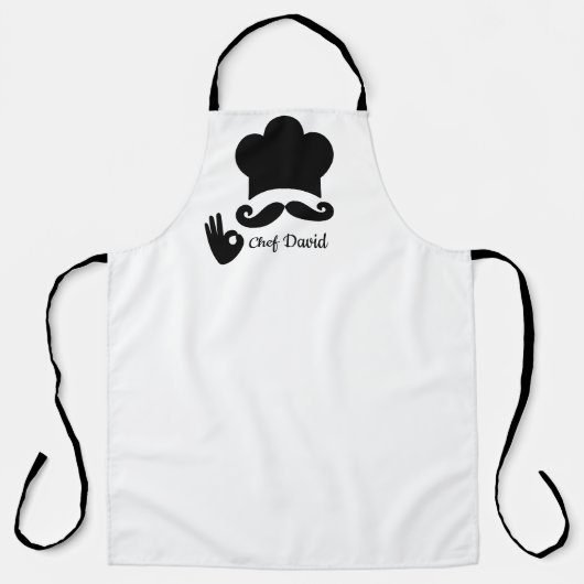 Tablier Funky Black Mustache Custom (Recto)