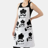 Tablier Funky Black Mustache Custom Text Chef Casquette Mo (Insitu)