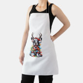 Tablier Funky French Bulldog Christmas Light Santa Hat Rei (Insitu)