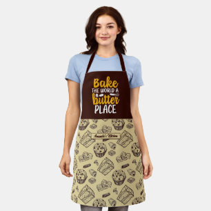 Tablier Funny Bake The World Vintage Cake Muffin Motif