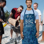 Tablier Funny BBBQ est une cuisine pour homme<br><div class="desc">Faites l'expérience du rire et du style avec notre "Funny Man Apron". Il dispose d'un motif géométrique bleu visuellement attrayant qui ne manquera pas d'attirer l'attention. Mais il n'y a pas qu'un joli visage, le tablier est orné d'ustensiles de barbecue et l'unique et décalé disant "un barbecue est la cuisine...</div>