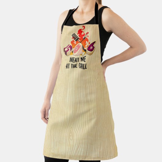 Tablier Funny BBBQ grillade viande steak jambon flammes fe (Insitu)