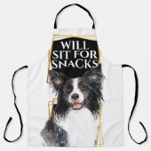 Tablier Funny Border collie s'asseoir pour des collations  (Recto)