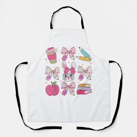 Tablier Funny Bunny Coquette Bow Rabbit Teacher Easter Ret (Recto)