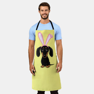Tablier Funny Bunny Dog de Pâques Noir et Tan Dachshund