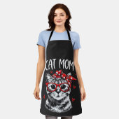 Tablier Funny Cat Mom with Glasses & Bandana Black Kitchen (Porté)