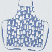 Tablier Funny Chat Blanc Bleu