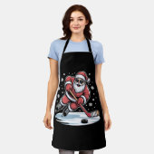 Tablier Funny Christmas Santa Playing Ice Hockey Xmas  (Porté)