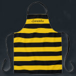 Tablier Funny Classic Bumble Bee Stripes Motif rayé<br><div class="desc">Un design motif classique à rayures larges mignonnes,  avec des rayures noires et jaunes inspirées des bees de bosse.</div>