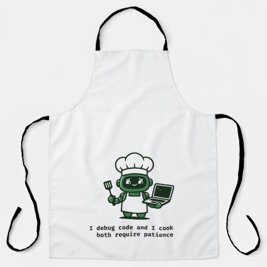 Tablier Funny Coder Apron — I Cook Like I Code (Recto)