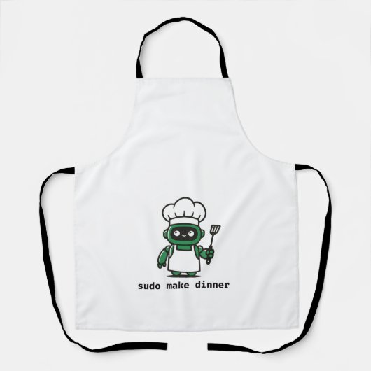 Tablier Funny Coder Apron — sudo make dinner (Recto)