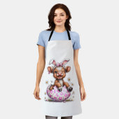 Tablier Funny Cow Easter Rabbit Cute Highland Cows Lover E (Porté)